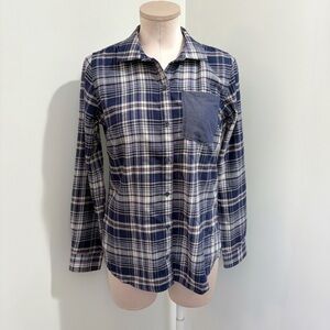 🌷Sale Marmot Lakota Flannel Chambray Shirt Small Long Sleeve Blue Gray Plaid